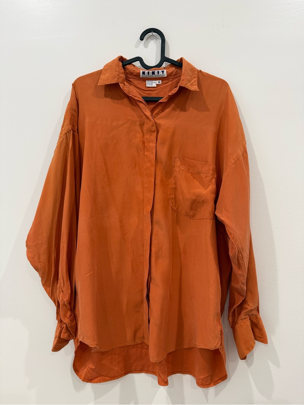Kiki Riki Womens Oversized Orange Button-Front Blouse